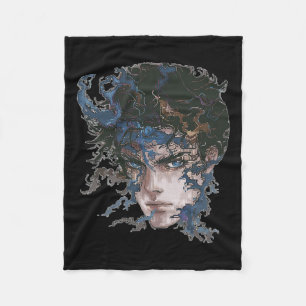 Couverture Polaire Anime Manga Motif Bleu yeux Art Anime