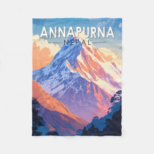 Couverture Polaire Annapurna Nepal Travel Art Vintage (Devant)