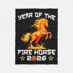 Couverture Polaire Année du cheval de feu Nouvel An chinois 2026 Zodi