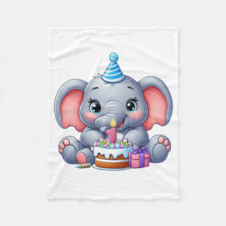 Couverture Polaire Anniversaire 1 an Éléphant Bébé