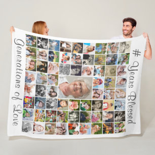 Couverture Polaire Anniversaire 67 Photo Collage Texte personnalisé B