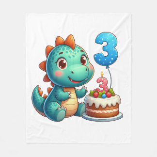 Couverture Polaire Anniversaire de Dino 3 ans