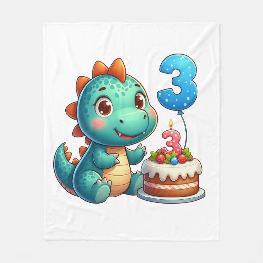 Couverture Polaire Anniversaire de Dino 3 ans (Devant)