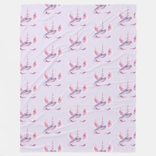 Couverture Polaire Anniversaire Licorne Rose Violet (Devant)