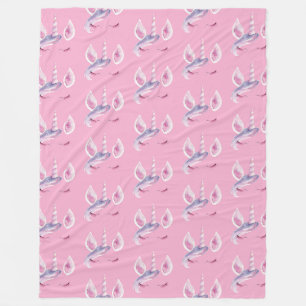 Couverture Polaire Anniversaire Licorne Rose Violet Féminin