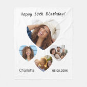 Couverture Polaire Anniversaire nom âge photo coeur collage femme (Devant)