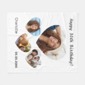 Couverture Polaire Anniversaire nom âge photo coeur collage femme (Devant (Horizontal))