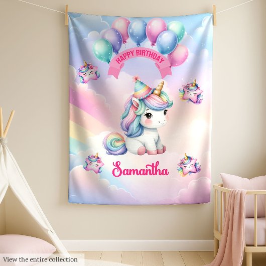 Couverture Polaire Anniversaire Pastel Unicorn Blanket pour fille