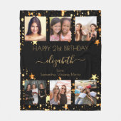 Couverture Polaire Anniversaire photo collage noir or meilleurs amis (Devant)