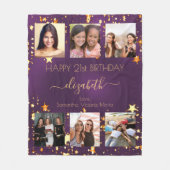 Couverture Polaire Anniversaire photo collage or violet meilleurs ami (Devant)