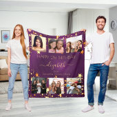 Couverture Polaire Anniversaire photo collage or violet meilleurs ami