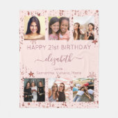 Couverture Polaire Anniversaire photo collage rose or meilleurs amis (Devant)