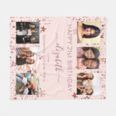 Couverture Polaire Anniversaire photo collage rose or meilleurs amis (Devant (Horizontal))