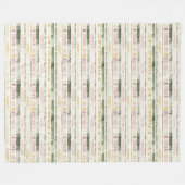 Couverture Polaire Anniversaire Rayures Crème Vert Rose (Devant (Horizontal))