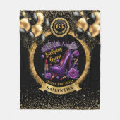 Couverture Polaire Anniversaire Reine talons hauts Ballons d'or viole (Devant)