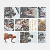 Couverture Polaire Anniversaire romantique personnalisé Photo Collage (Devant (Horizontal))