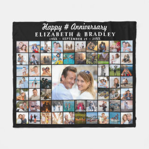 Couverture Polaire Anniversaire Simple Script 59 Photo Collage