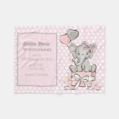 Couverture Polaire Annonce de naissance Bébé Fille Eléphant Rose Arge (Devant (Horizontal))