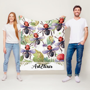 Couverture Polaire Ant Aquarelle Or Impression