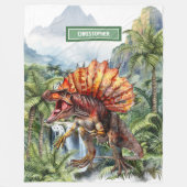 Couverture Polaire Antique Dinosaur Anniversaire de enfant personnali (Devant)