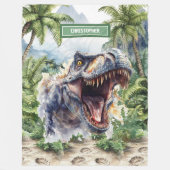 Couverture Polaire Antique Dinosaur T-rex Nom personnalisé Garçons (Devant)