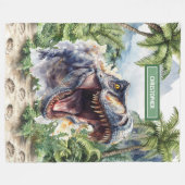 Couverture Polaire Antique Dinosaur T-rex Nom personnalisé Garçons (Devant (Horizontal))