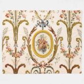 Couverture Polaire Antique Rococo Floral Gold Crème Élégante (Devant (Horizontal))