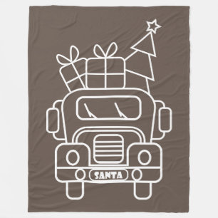 Couverture Polaire Aperçu camion de Noël Père Noël voiture vue avant