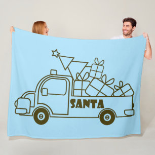 Couverture Polaire Aperçu camion de Noël Père Noël vue côté voiture