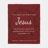 Couverture Polaire APPELLE SON NOM JÉSUS | Écriture de Noël rouge (Devant)