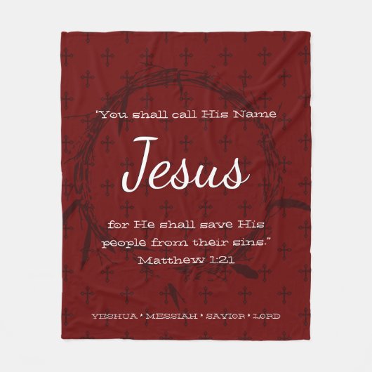 Couverture Polaire APPELLE SON NOM JÉSUS | Écriture de Noël rouge (Devant)