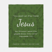 Couverture Polaire APPELLE SON NOM JÉSUS | Écriture de Noël verte (Devant)