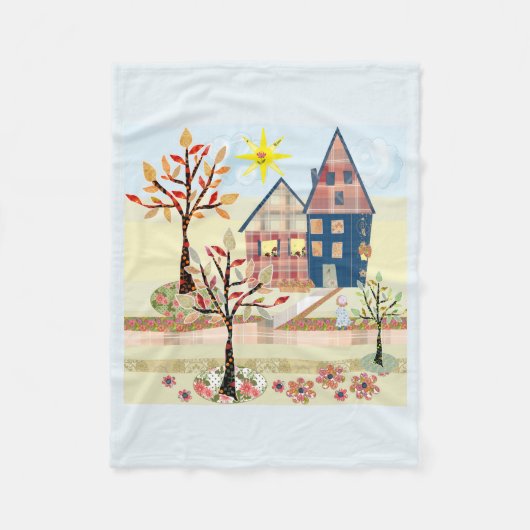 Couverture Polaire Applique, maisons, village (Devant)