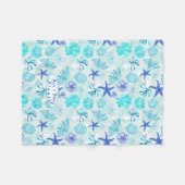 Couverture Polaire Aqua-bleu-turquoise couleur d'aquarelle mixte (Devant (Horizontal))