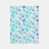 Couverture Polaire Aqua-bleu-turquoise couleur d'aquarelle mixte (Devant)