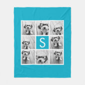 Couverture Polaire Aqua Blue 8 Photo Collage Monogramme personnalisé (Devant)