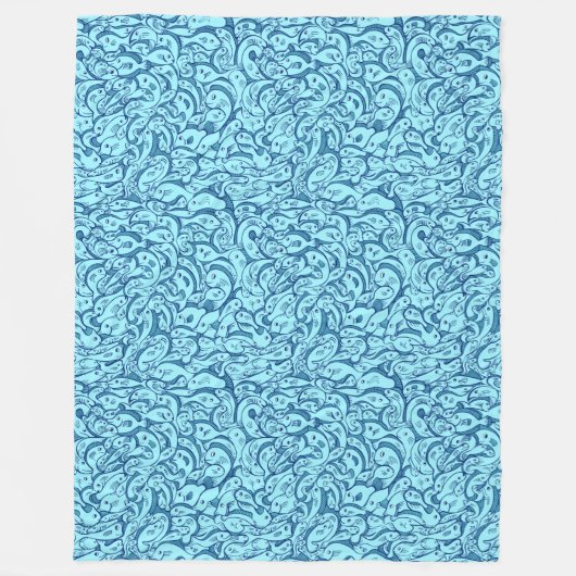 Couverture Polaire Aqua Blue Fish Motif Fleece Blanket (Devant)
