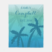 Couverture Polaire Aqua Blue Palm Tree Tropical Custom Family (Devant)