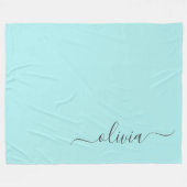 Couverture Polaire Aqua Blue Turquoise Moderne Script Girl Monogramme (Devant (Horizontal))