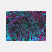 Couverture Polaire Aqua Magenta et Abstrait noir (Devant (Horizontal))