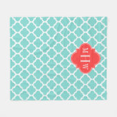 Couverture Polaire Aqua Marocain #5 Coral Rouge 3 Monogramme initial (Devant (Horizontal))