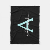 Couverture Polaire Aqua Teal Blue Script Girly Monogram (Devant)
