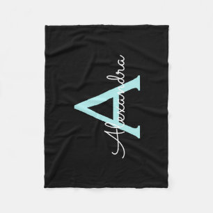 Couverture Polaire Aqua Teal Blue Script Girly Monogram