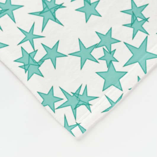 Couverture Polaire Aqua / Turq White Stars Quatrefoil Turquoise 3 Mon (Coin)