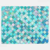 Couverture Polaire Aqua Turquoise Gold Oriental Marocain Carrelage mo (Devant (Horizontal))