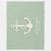 Couverture Polaire Aqua Turquoise White Ancre Nom Date Nautique (Devant)