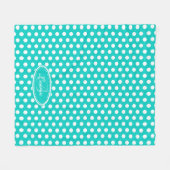 Couverture Polaire Aqua vert poka point personnalisé plaque de nom (Devant (Horizontal))