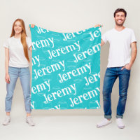 Aqua & White Novelty Baseball Fleece Blanket