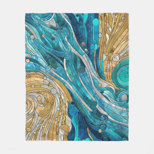 Couverture Polaire Aquamarine River Mosaic Art Abstrait (Devant)