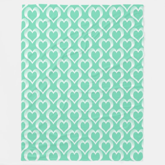 Couverture Polaire Aquamarine White Hearts Pattern (Devant)